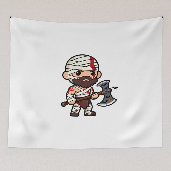 Item preview, Chibi Kratos Mummy Sticker: God of Halloween Cute Gaming designed and sold by GeekArtUniverse.