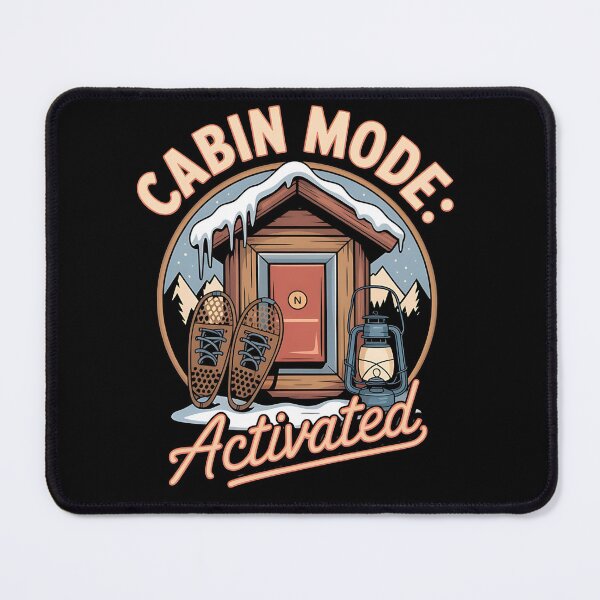 Item preview, snow travel - off grid cabin - woodland cabin - winter mountains - snow adventure - hygge winter - cabin retreat - cozy winter nights - fireplace vibes - cabin porch life - winter road trip designed and sold by JansenGS.