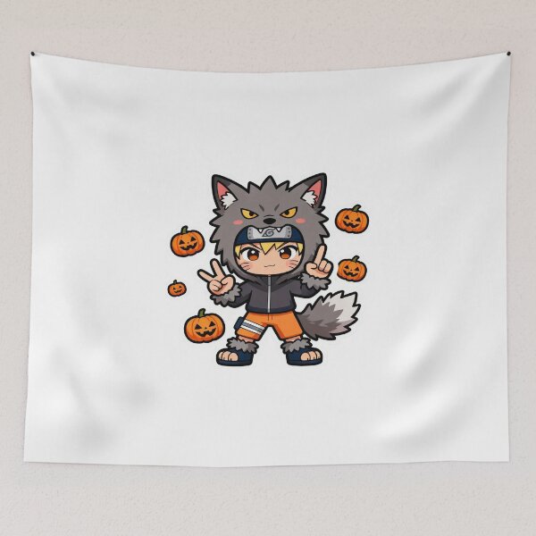 Item preview, Chibi Ninja Werewolf Sticker: Cute Anime Halloween Costume designed and sold by GeekArtUniverse.