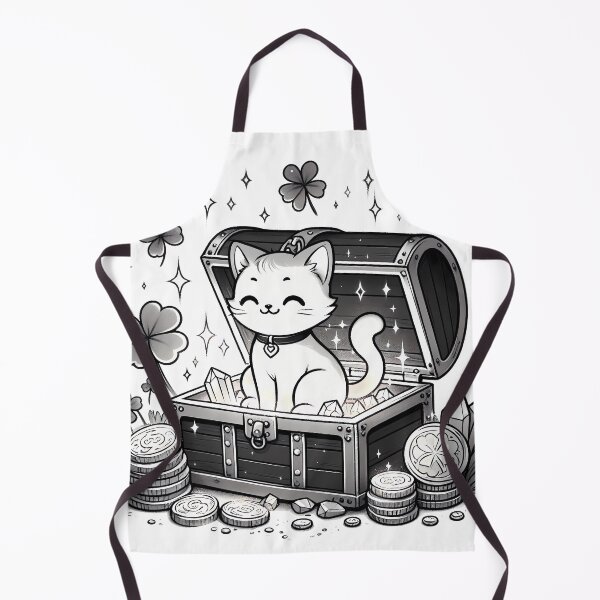Item preview, Manifesting Abundance Cat – Cute Line Art Treasure Chest Illustration designed and sold by Ascend777.