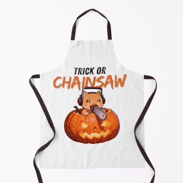 Item preview, Trick or Chainsaw Cat Sticker: Cute Chibi Halloween Pumpkin designed and sold by GeekArtUniverse.