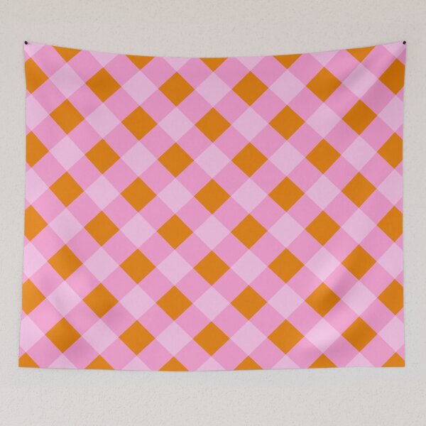 Item preview, Pink with Orange, Diamond Check Pattern designed and sold by OneThreeSix.