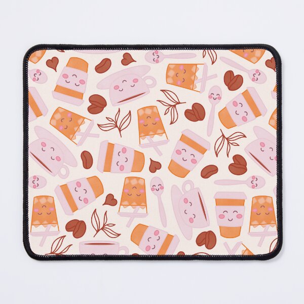 Item preview, cute smiling coffee cups and beans pattern designed and sold by winterpumpkin.
