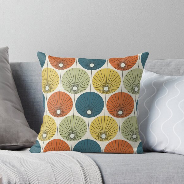 Item preview, retro botanical - teal, red, okra & green designed and sold by Johanna Kindvall.