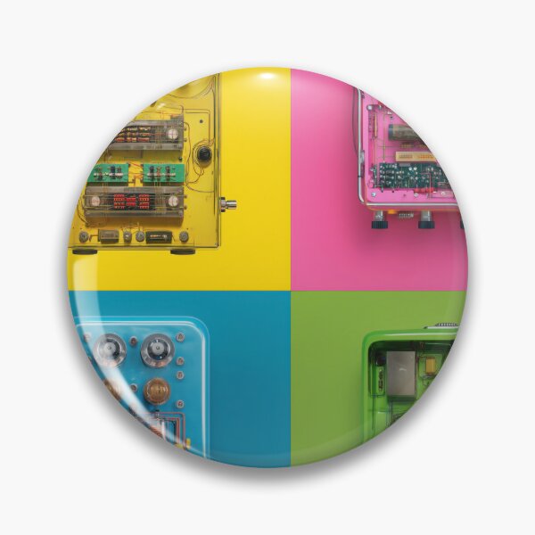 Item preview, Retro Robot Faces – Pop Art Circuit Board Design designed and sold by blackcurrant74.