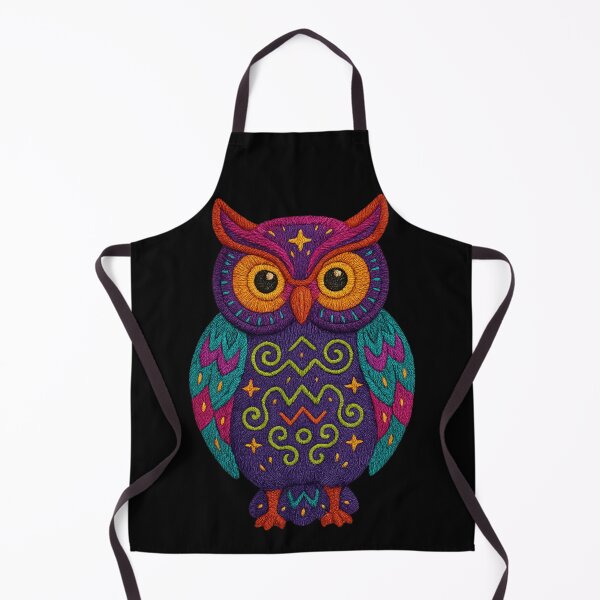 Item preview, Colorful folk-style embroidered owl designed and sold by Ahau Designs.