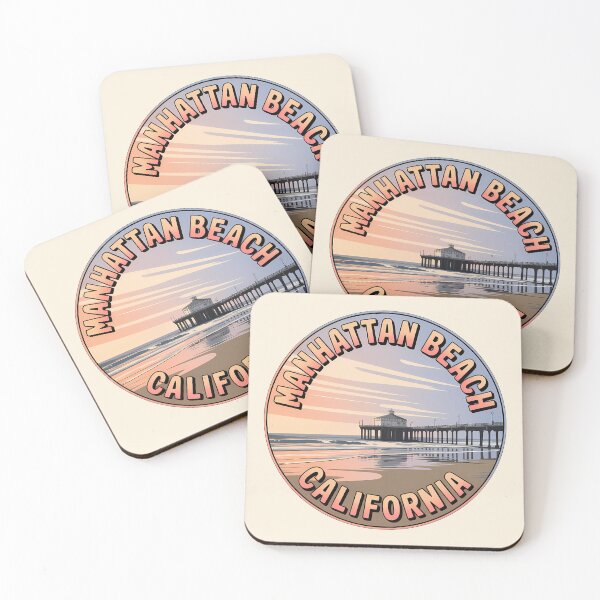 Item preview, Manhattan Beach California Retro Circle Sticker designed and sold by Horizon Tales.