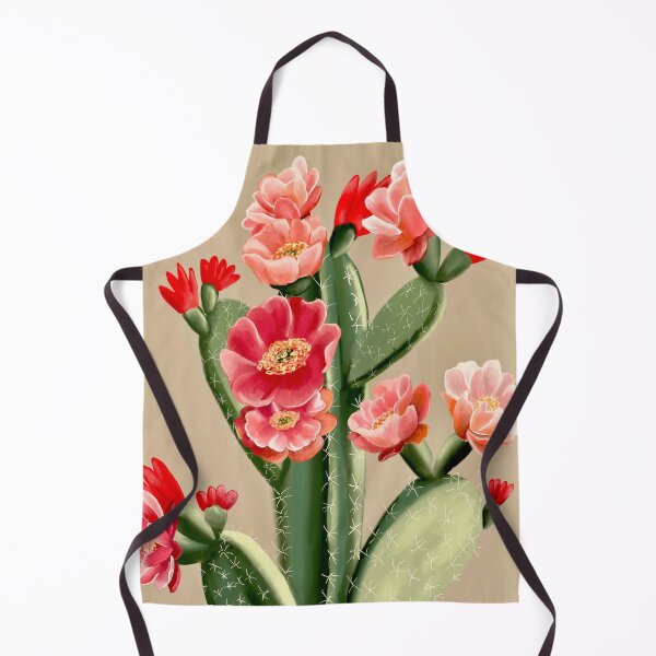 Item preview, Cactus Flowers in coral red and pink vintage art designed and sold by Krokoneil.