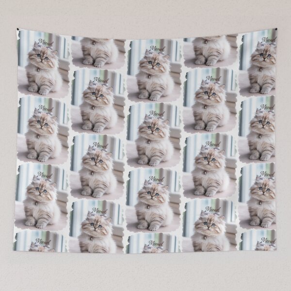 Item preview, Fluffy Blue-Eyed Kitten 'Meow' Photo Design T-Shirt | Cute Cat Lover Gift designed and sold by Tom-Apex-Art.