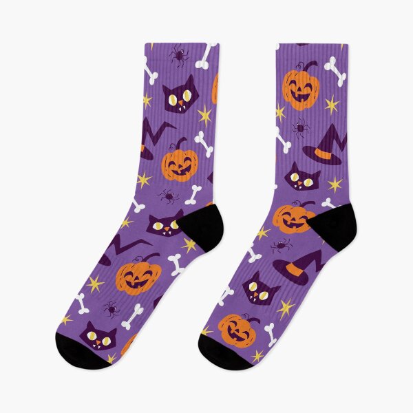 Item preview, Halloween Pattern with Cats, Bones & Witch Hats designed and sold by NicolaZhukov.