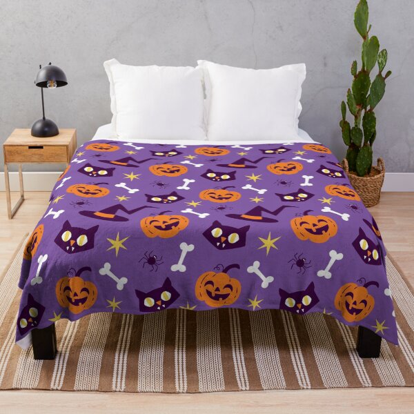 Item preview, Halloween Pattern with Cats, Bones & Witch Hats designed and sold by NicolaZhukov.