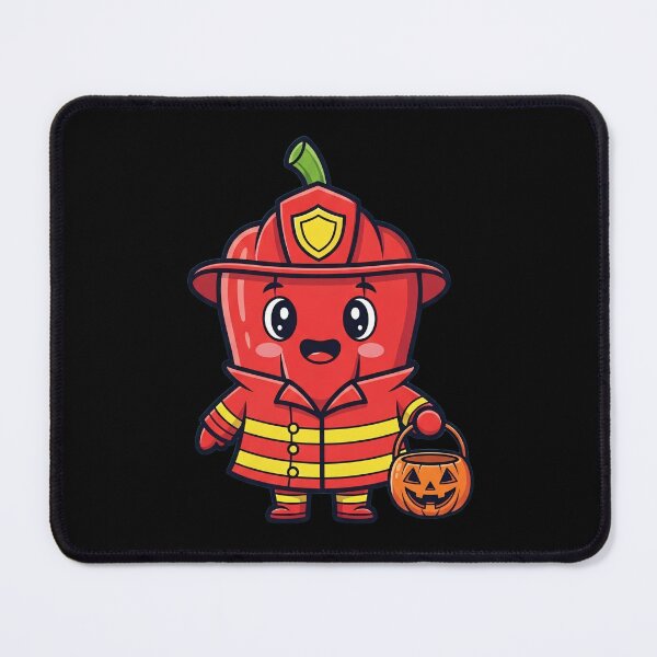 Item preview, Kawaii Firefighter Bell Pepper - Halloween Trick-or-Treater designed and sold by RojoyDesigns.