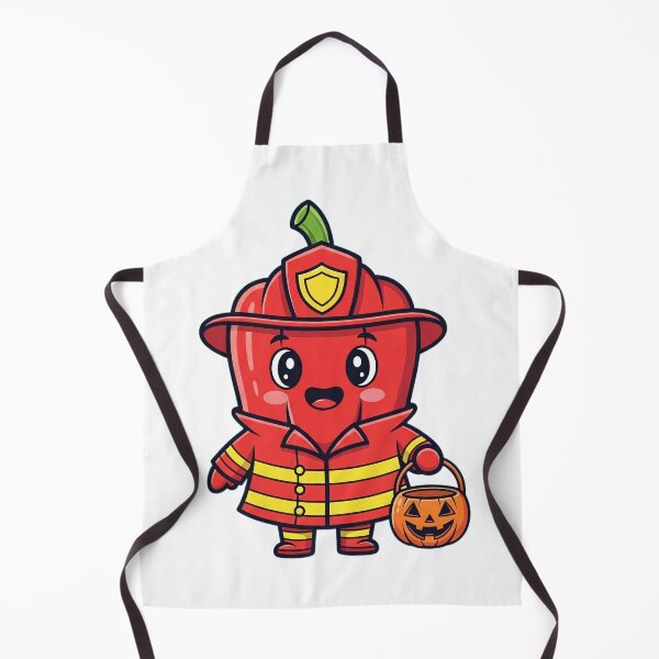 Item preview, Kawaii Firefighter Bell Pepper - Halloween Trick-or-Treater designed and sold by RojoyDesigns.