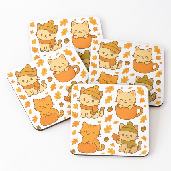 Item preview, Cozy Autumn Kittens – Cute Fall Cats with Pumpkins, Mugs & Leaves designed and sold by CanvasFox.
