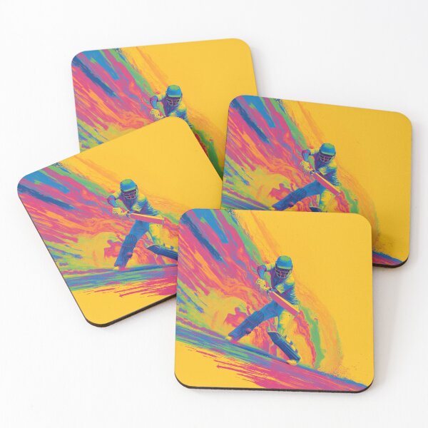 Item preview, Abstract depiction of a cricket player batting with vibrant colours Art Inspired By Nature And The Active Outdoors designed and sold by CDC40.