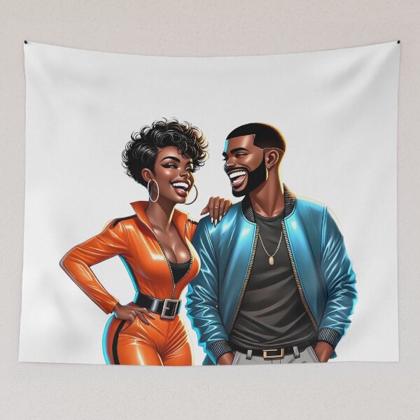 Item preview, Stylish Black Love Couple Illustration designed and sold by Lulunza.