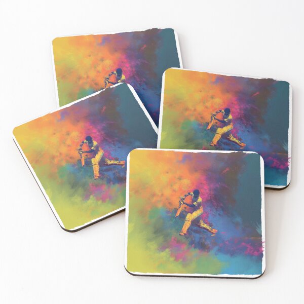 Item preview, Abstract depiction of a cricket player batting with vibrant colours Art Inspired By Nature And The Active Outdoors designed and sold by CDC40.