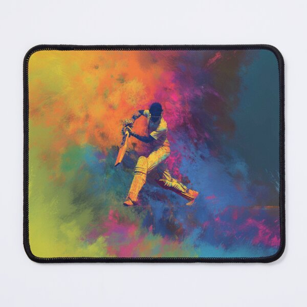 Item preview, Abstract depiction of a cricket player batting with vibrant colours Art Inspired By Nature And The Active Outdoors designed and sold by CDC40.