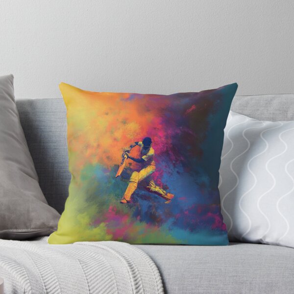 Item preview, Abstract depiction of a cricket player batting with vibrant colours Art Inspired By Nature And The Active Outdoors designed and sold by CDC40.