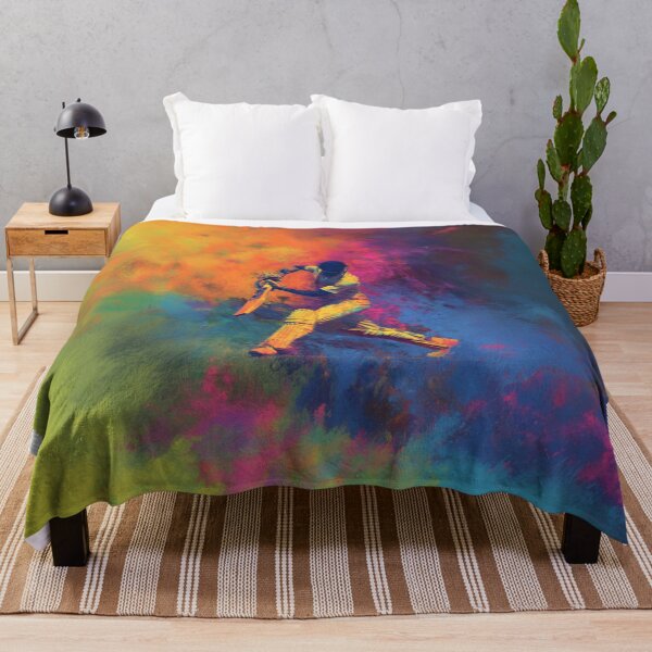 Item preview, Abstract depiction of a cricket player batting with vibrant colours Art Inspired By Nature And The Active Outdoors designed and sold by CDC40.