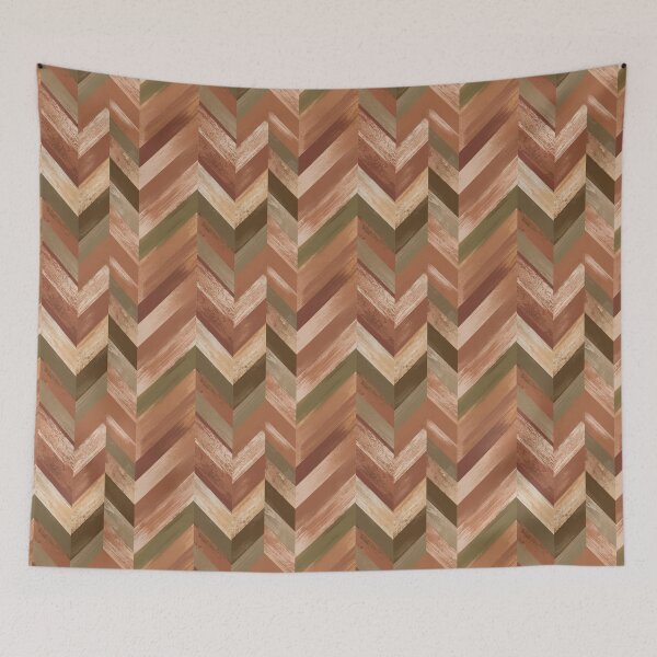 Item preview, Distressed Chevron Pattern | Rustic Earth Tone Brushstrokes | Modern Herringbone Design Art designed and sold by NSB-Design.