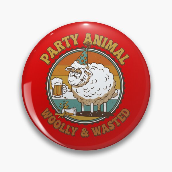 Artikelvorschau, Party Animal Woolly & Wasted – Lustiger betrunkener Schaf-Retro-Bier-Humor entworfen und verkauft von Cree8if.
