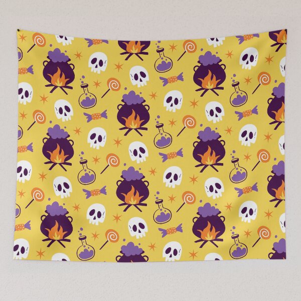 Item preview, Halloween Pattern with Cauldrons, Skulls & Candy designed and sold by NicolaZhukov.