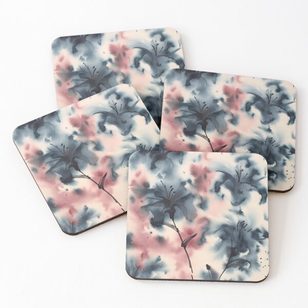 Item preview, Blurred Flowers - Soft-Focus Ink-Wash Blooms in Blush & Slate designed and sold by trajeado14.