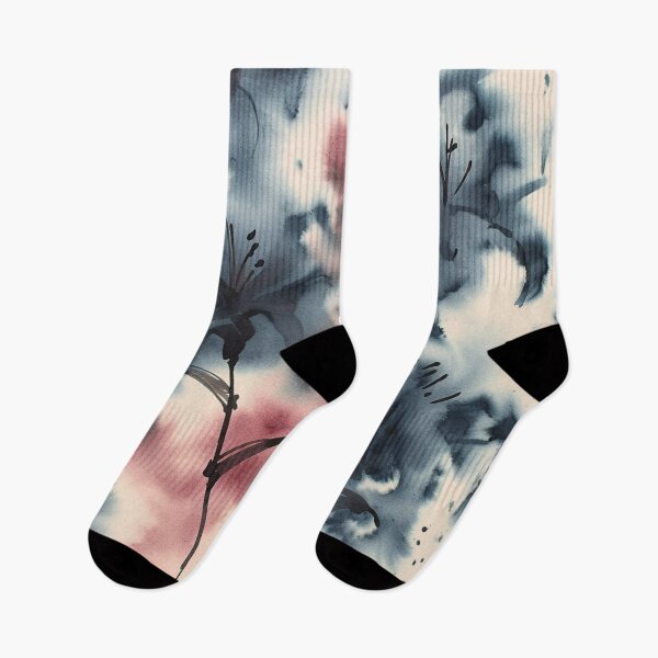 Item preview, Blurred Flowers - Soft-Focus Ink-Wash Blooms in Blush & Slate designed and sold by trajeado14.