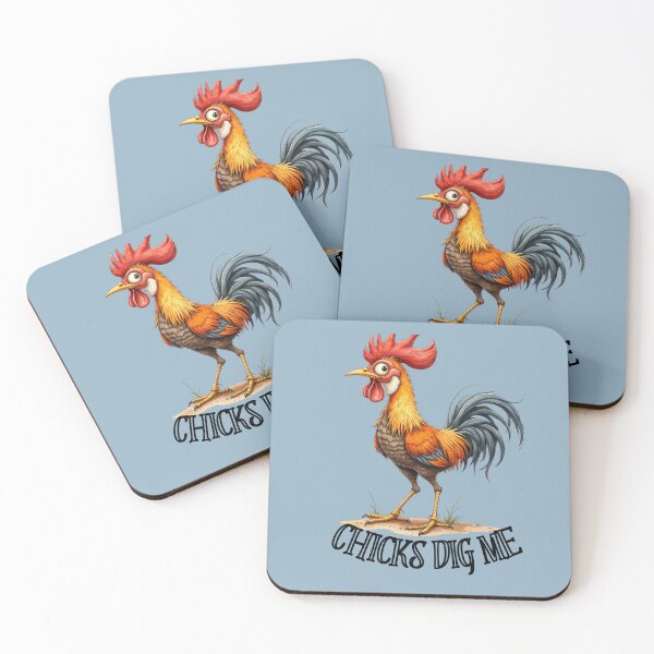 Item preview, Chicks Dig Me Funny Rooster Cartoon Farm Humor designed and sold by rustyroofco.