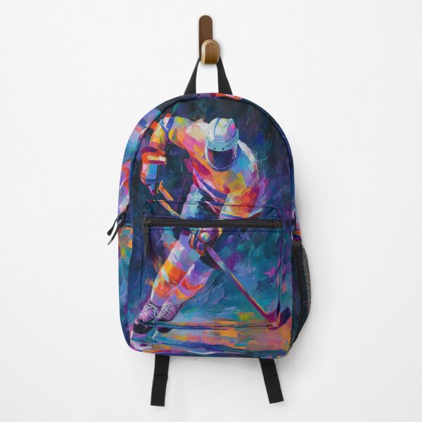 Item preview, Abstract depiction of an ice hockey player shooting with vibrant colours Active Outdoors Inspired Art designed and sold by CDC40.