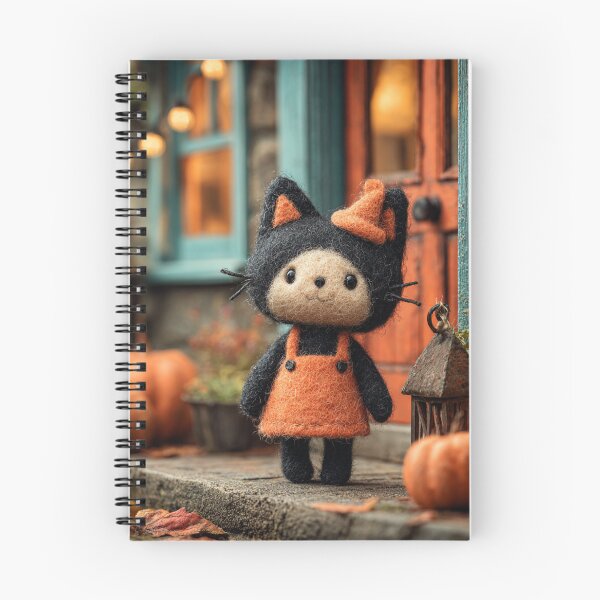 Item preview, Cute Felted Halloween Black Cat with Pumpkins designed and sold by TheColorKey.