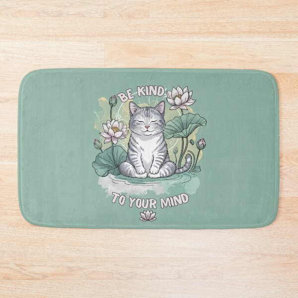 Item preview,  Be Kind To Your Mind idea for harmony with nature, cat in yoga pose designed and sold by ketkacreations.