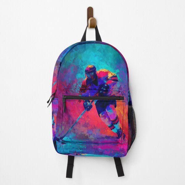 Item preview, Abstract depiction of an ice hockey player shooting with vibrant colours Active Outdoors Inspired Art designed and sold by CDC40.