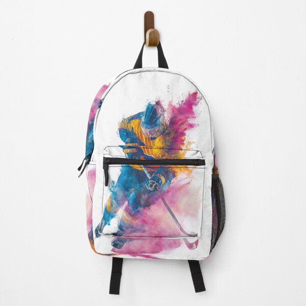 Item preview, Ice hockey player kicking up splashes of colour on the ice Active Outdoors Inspired Art designed and sold by CDC40.