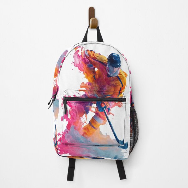 Item preview, Ice hockey player kicking up splashes of colour on the ice Active Outdoors Inspired Art designed and sold by CDC40.