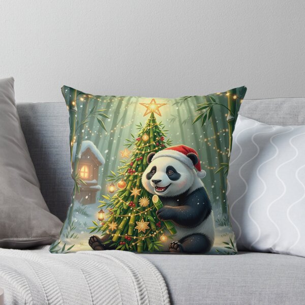 Item preview, Christmas Panda with Santa Hat – Cute Holiday Bamboo Tree Art designed and sold by Iras-Art-Corner.