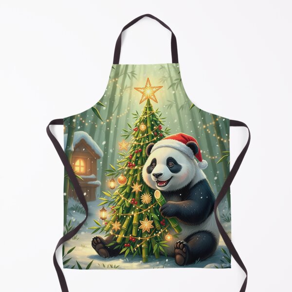 Item preview, Christmas Panda with Santa Hat – Cute Holiday Bamboo Tree Art designed and sold by Iras-Art-Corner.