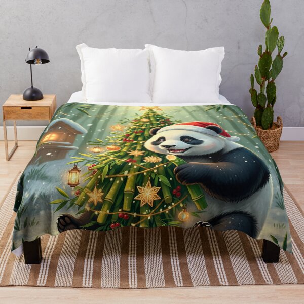 Item preview, Christmas Panda with Santa Hat – Cute Holiday Bamboo Tree Art designed and sold by Iras-Art-Corner.