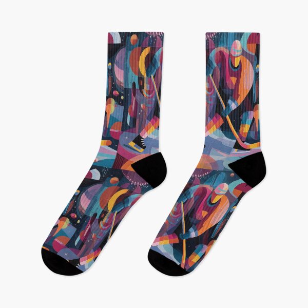 Item preview, Psychedelic twist on an ice hockey scene with bold colours and abstract shapes Active Outdoors Inspired Art designed and sold by CDC40.