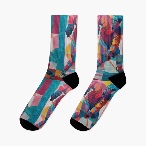 Item preview, Psychedelic twist on an ice hockey scene with bold colours and abstract shapes Active Outdoors Inspired Art designed and sold by CDC40.