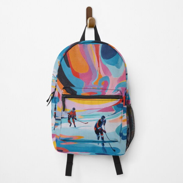 Item preview, Psychedelic twist on an ice hockey scene with bold colours and abstract shapes Active Outdoors Inspired Art designed and sold by CDC40.