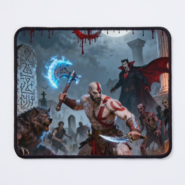 Item preview, God of Halloween Kratos: Epic Norse Horror Gaming Art designed and sold by GeekArtUniverse.