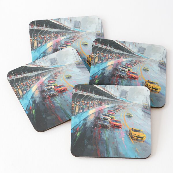 Item preview, Abstract depiction of NASCAR cars racing with vibrant colours Art Inspired By Nature And The Active Outdoors designed and sold by CDC40.