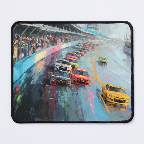Item preview, Abstract depiction of NASCAR cars racing with vibrant colours Art Inspired By Nature And The Active Outdoors designed and sold by CDC40.