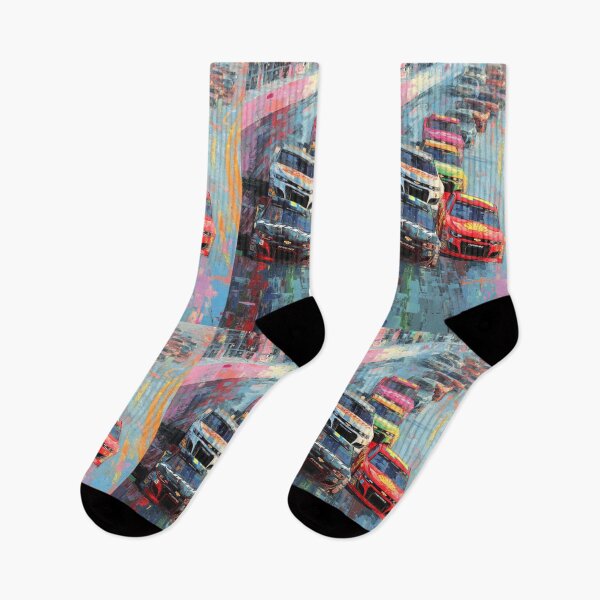 Item preview, Abstract depiction of NASCAR cars racing with vibrant colours Art Inspired By Nature And The Active Outdoors designed and sold by CDC40.
