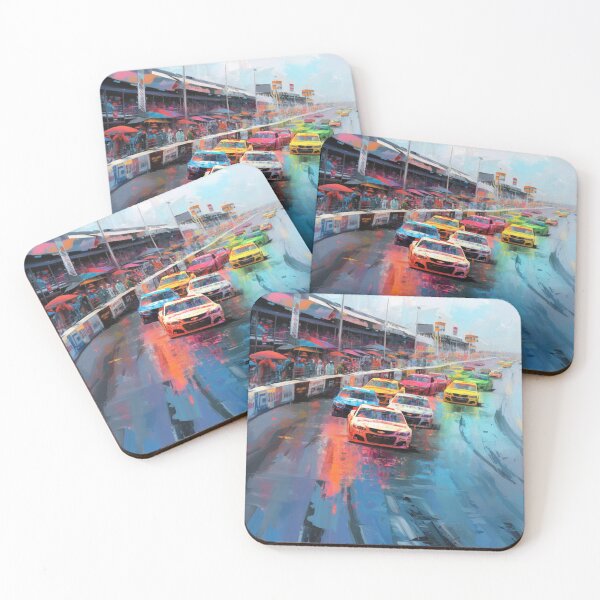 Item preview, Abstract depiction of NASCAR cars racing with vibrant colours Art Inspired By Nature And The Active Outdoors designed and sold by CDC40.