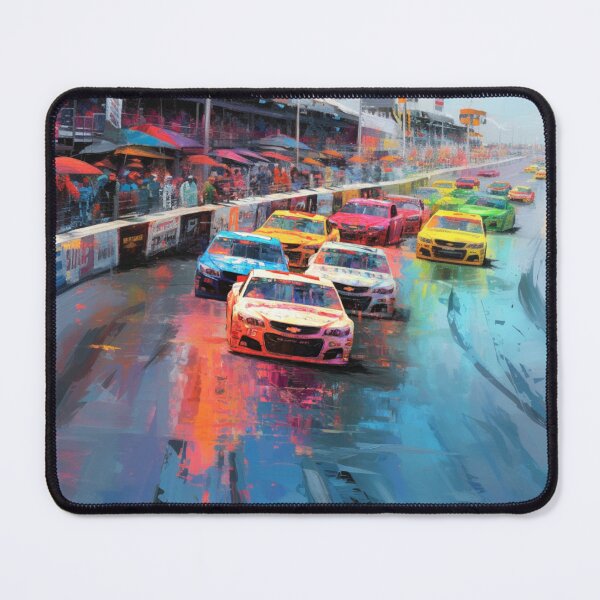 Item preview, Abstract depiction of NASCAR cars racing with vibrant colours Art Inspired By Nature And The Active Outdoors designed and sold by CDC40.