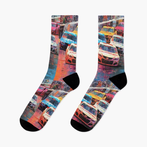 Item preview, Abstract depiction of NASCAR cars racing with vibrant colours Art Inspired By Nature And The Active Outdoors designed and sold by CDC40.