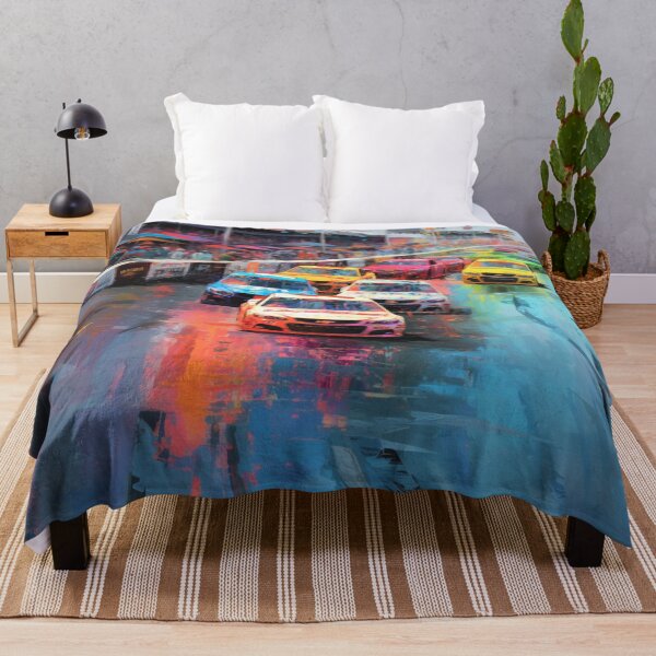 Item preview, Abstract depiction of NASCAR cars racing with vibrant colours Art Inspired By Nature And The Active Outdoors designed and sold by CDC40.